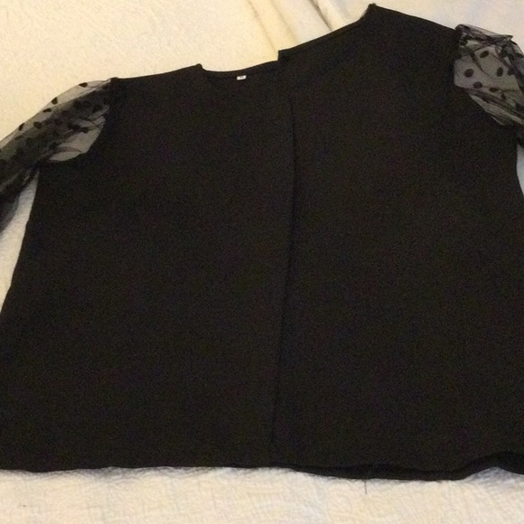 Black netted sleeve blouse - Picture 1 of 7